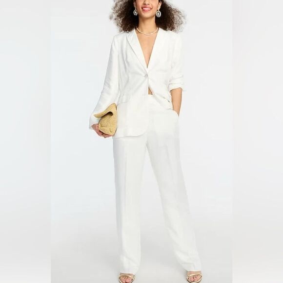 J. Crew Cupro Blend Women's Trouser in Ivory B1237 Size 6 - Picture 1 of 16